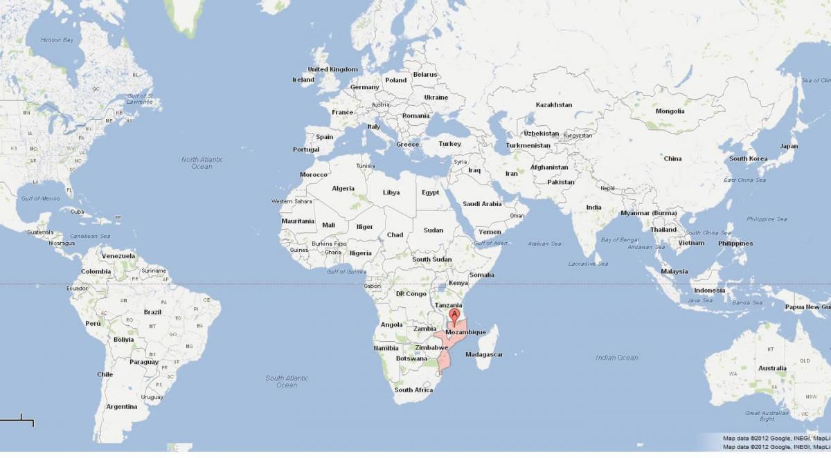 Mozambiku në një hartë të botës