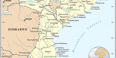 Aeroportet në Mozambik në një hartë
